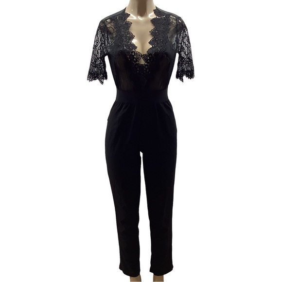 Goodtime Size Large Elegant Black Lace Jumpsuit. Preloved - Picture 1 of 9